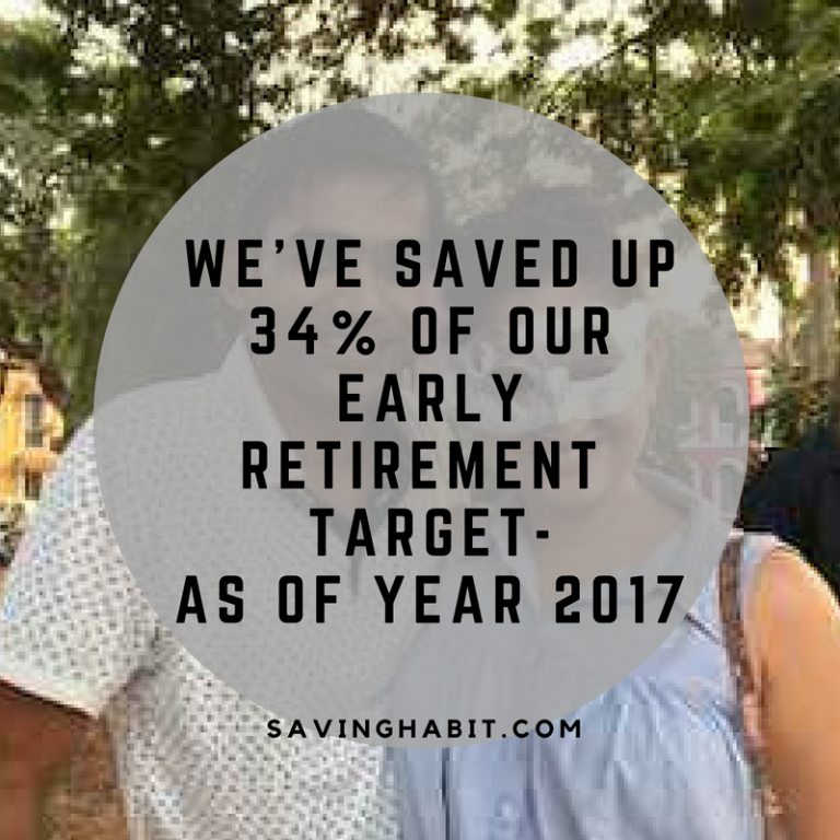 We’ve saved up 34% of our early retirement target as of 2017