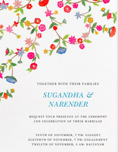 Sugandha & Naren's wedding Invitation
