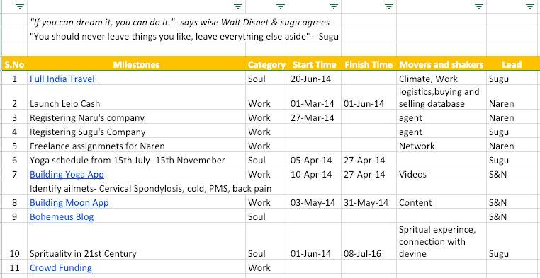 Screenshot of our plans and dreams in 2015